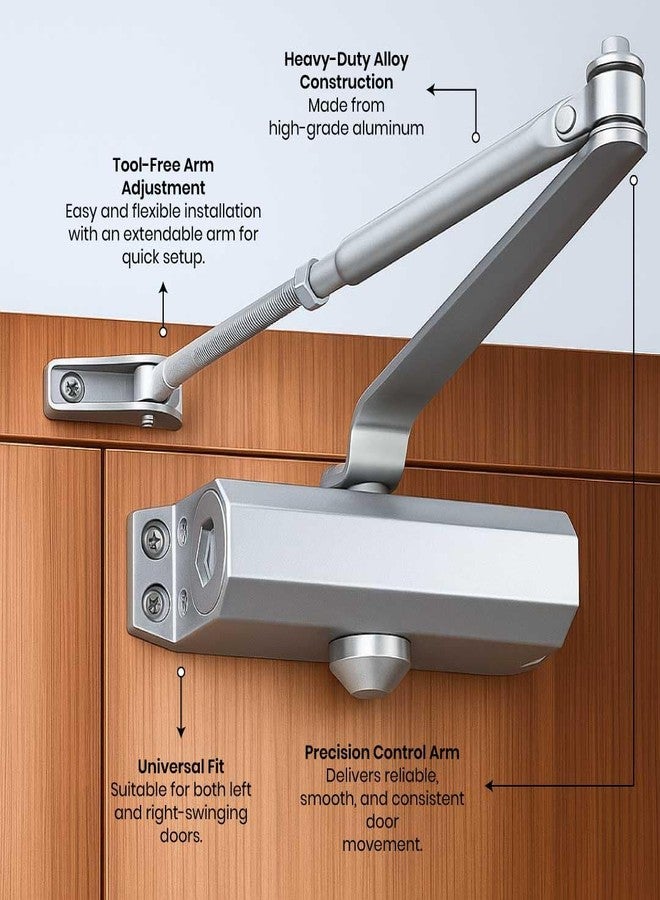 Befach Door Closer | Suitable for Wooden and Metal Doors | for Right and Left Handed Doors | Adjustable Speed | for Home and Office use - Image 3